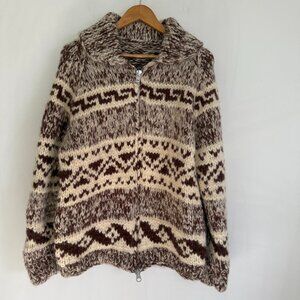 Vintage Unisex Wool Chunky Knit Cowichan Sweater Size L